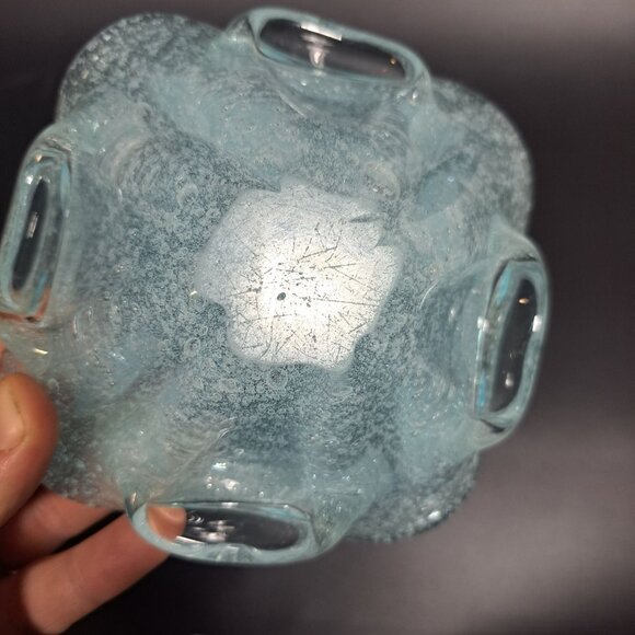 Murano Light Blue Bubble Art Glass Trinket Bowl - Picture 11 of 13
